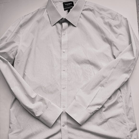 Bonobos Wrinkle-Free White Microdot Dress Shirt, Size 19/38, Standard Fit - Picture 1 of 13